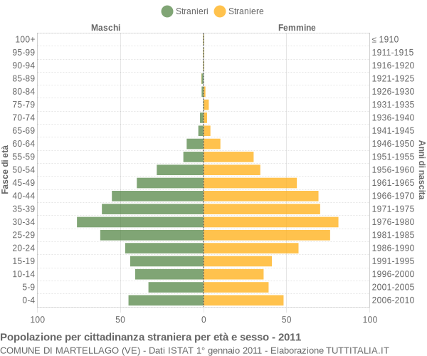 Grafico cittadini stranieri - Martellago 2011
