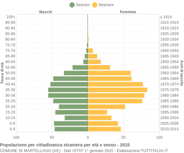 Grafico cittadini stranieri - Martellago 2015