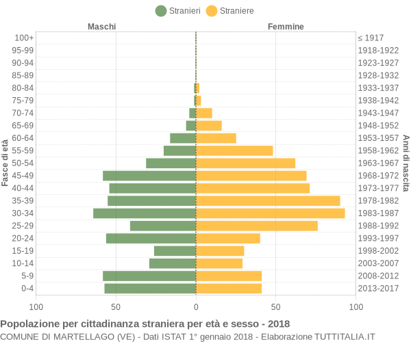 Grafico cittadini stranieri - Martellago 2018