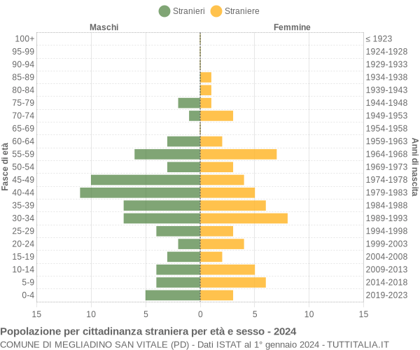 Grafico cittadini stranieri - Megliadino San Vitale 2024