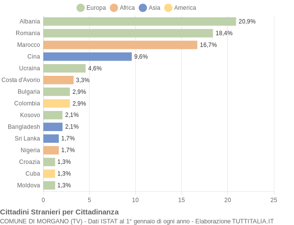 Grafico cittadinanza stranieri - Morgano 2019