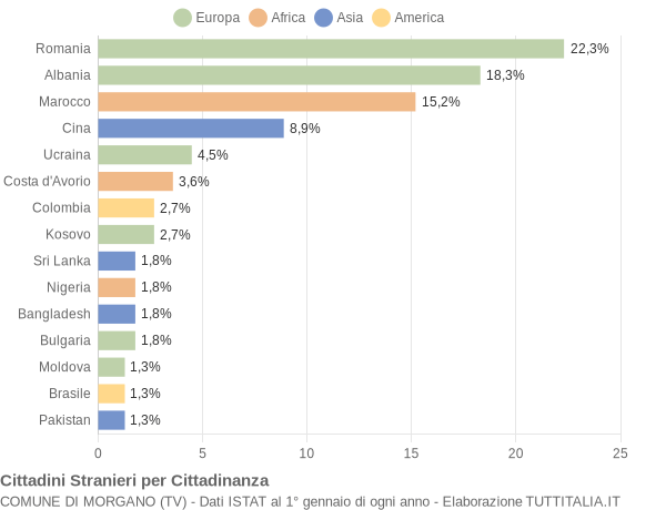 Grafico cittadinanza stranieri - Morgano 2020