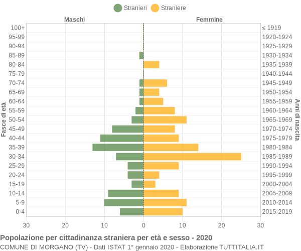 Grafico cittadini stranieri - Morgano 2020