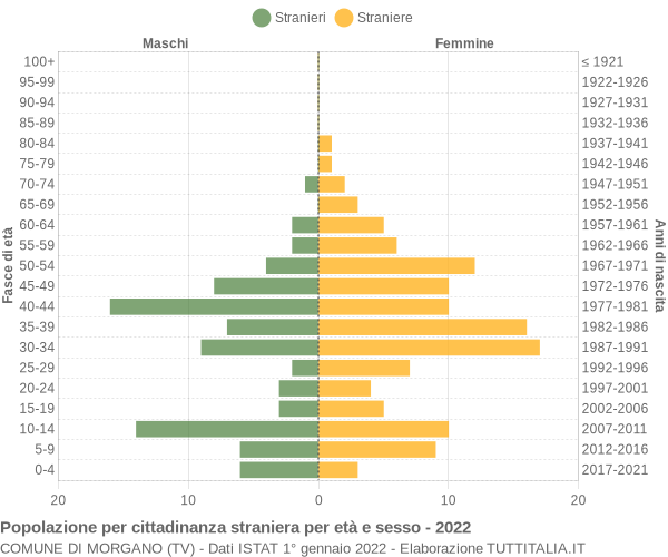 Grafico cittadini stranieri - Morgano 2022