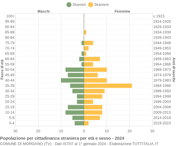 Grafico cittadini stranieri - Morgano 2024