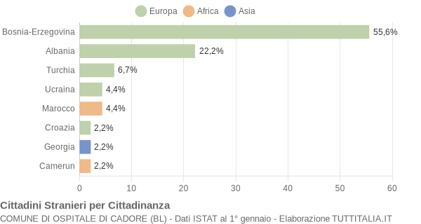 Grafico cittadinanza stranieri - Ospitale di Cadore 2014