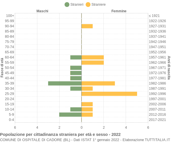 Grafico cittadini stranieri - Ospitale di Cadore 2022