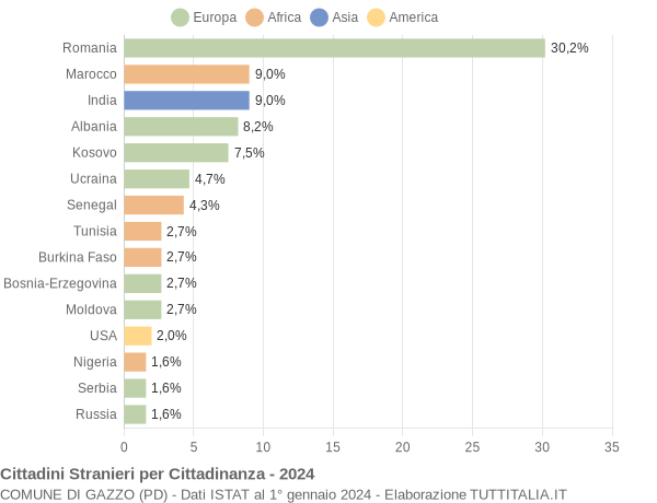 Grafico cittadinanza stranieri - Gazzo 2024