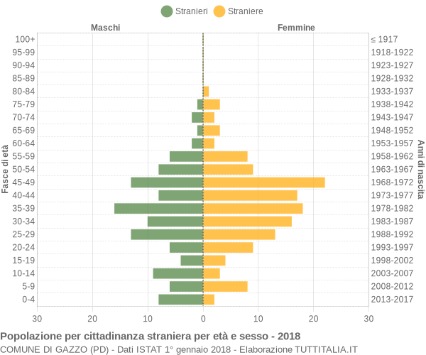 Grafico cittadini stranieri - Gazzo 2018