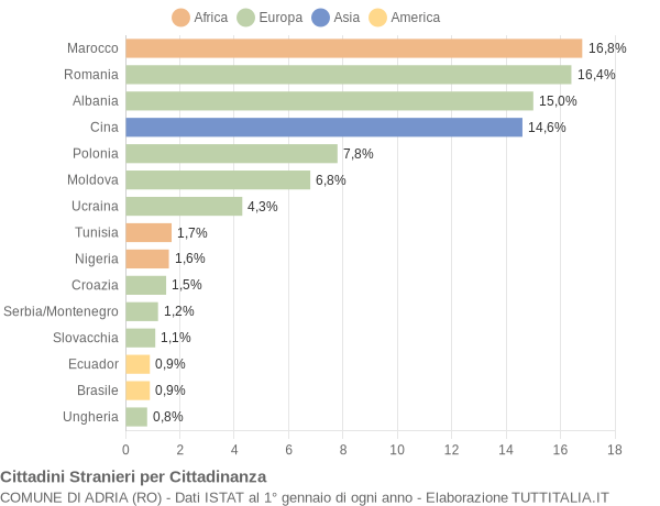 Grafico cittadinanza stranieri - Adria 2008