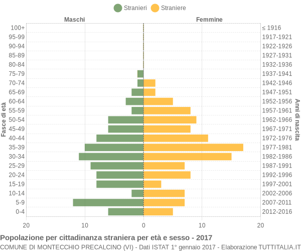 Grafico cittadini stranieri - Montecchio Precalcino 2017