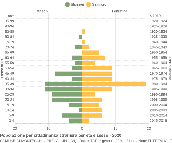 Grafico cittadini stranieri - Montecchio Precalcino 2020