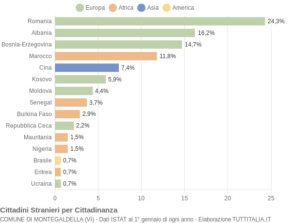 Grafico cittadinanza stranieri - Montegaldella 2011