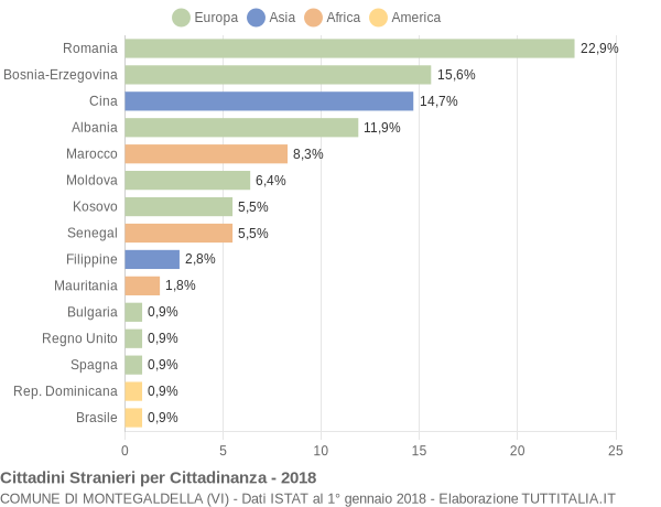 Grafico cittadinanza stranieri - Montegaldella 2018