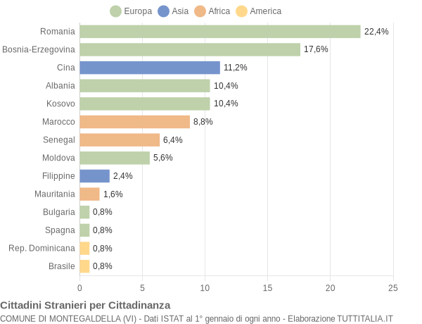 Grafico cittadinanza stranieri - Montegaldella 2019