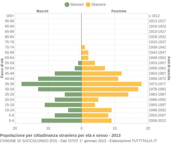 Grafico cittadini stranieri - Saccolongo 2013