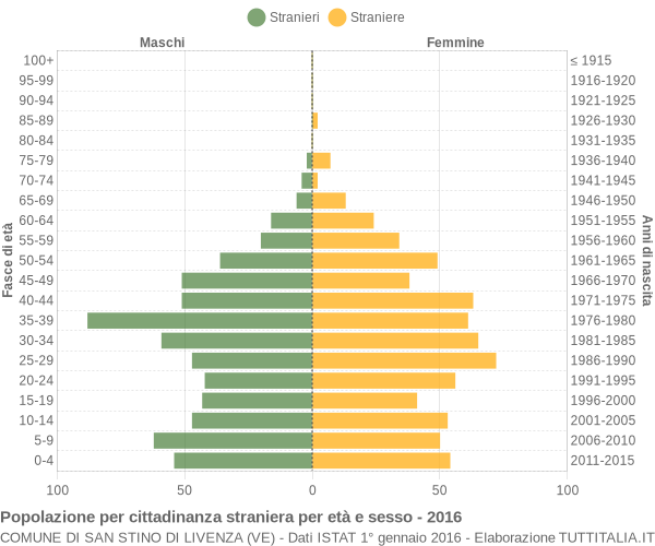 Grafico cittadini stranieri - San Stino di Livenza 2016