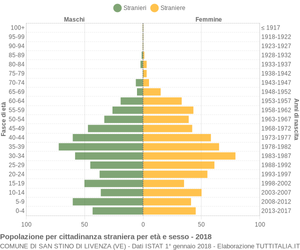 Grafico cittadini stranieri - San Stino di Livenza 2018