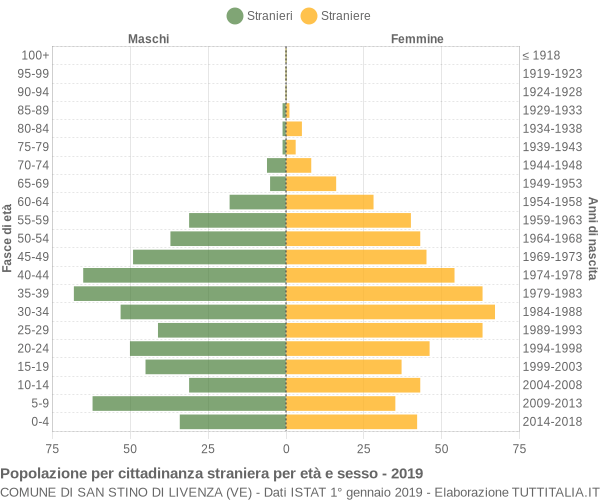 Grafico cittadini stranieri - San Stino di Livenza 2019