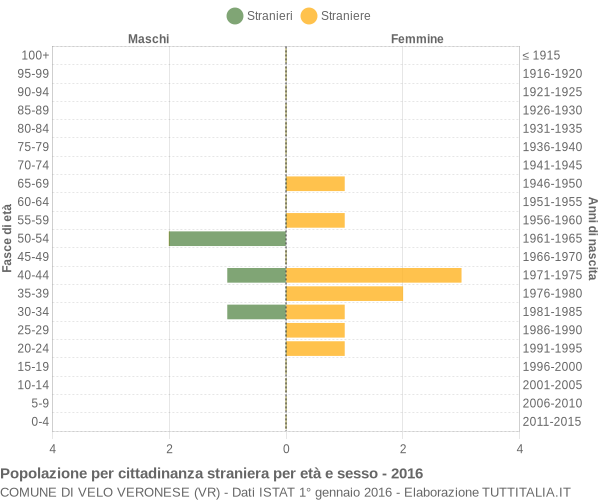 Grafico cittadini stranieri - Velo Veronese 2016