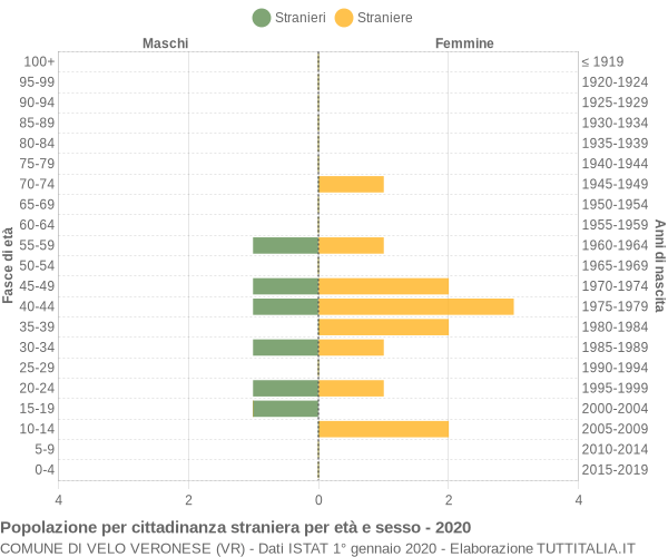 Grafico cittadini stranieri - Velo Veronese 2020