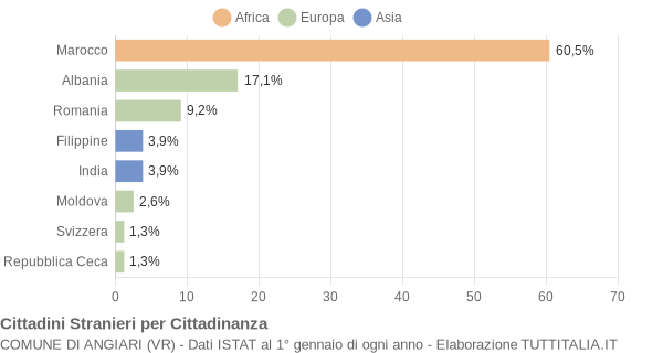 Grafico cittadinanza stranieri - Angiari 2007