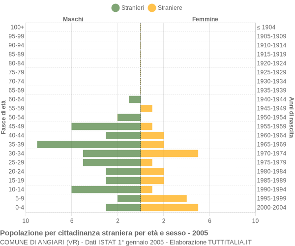 Grafico cittadini stranieri - Angiari 2005