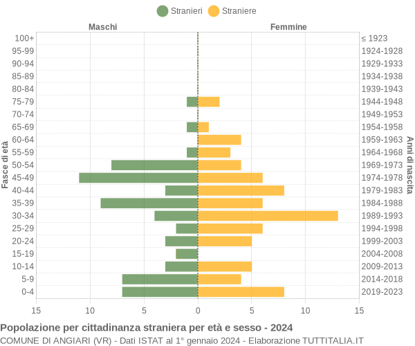 Grafico cittadini stranieri - Angiari 2024