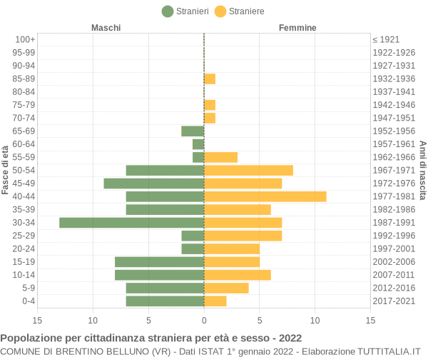 Grafico cittadini stranieri - Brentino Belluno 2022