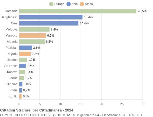 Grafico cittadinanza stranieri - Fiesso d'Artico 2024