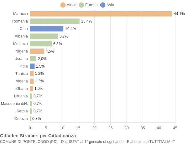 Grafico cittadinanza stranieri - Pontelongo 2014