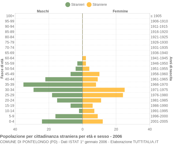 Grafico cittadini stranieri - Pontelongo 2006