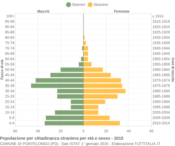 Grafico cittadini stranieri - Pontelongo 2015