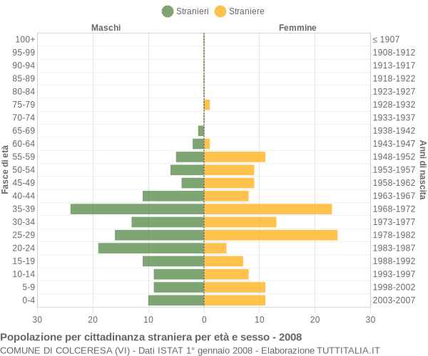 Grafico cittadini stranieri - Colceresa 2008