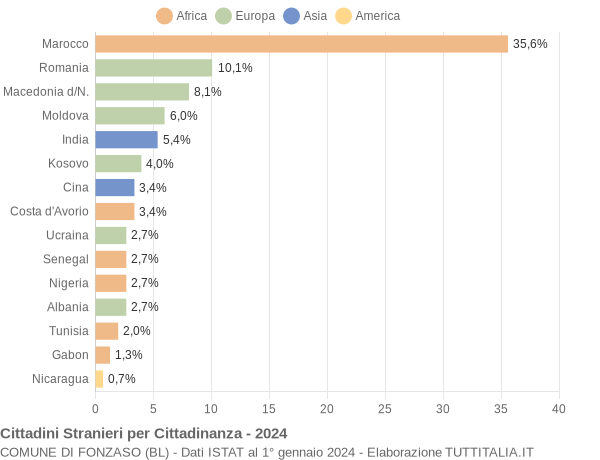 Grafico cittadinanza stranieri - Fonzaso 2024