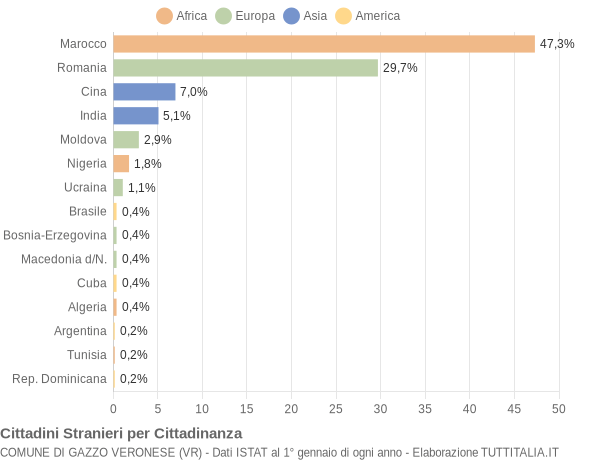 Grafico cittadinanza stranieri - Gazzo Veronese 2011