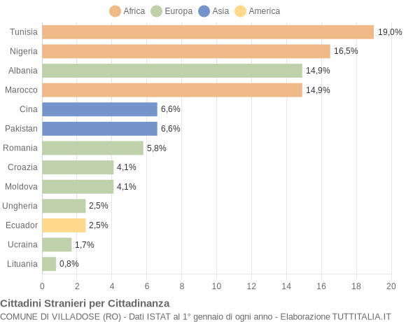 Grafico cittadinanza stranieri - Villadose 2004