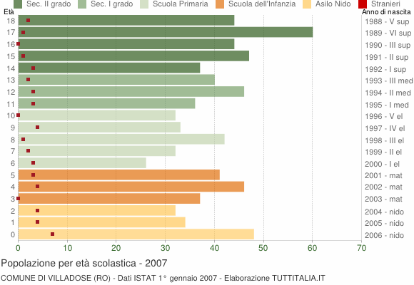 Grafico Popolazione in età scolastica - Villadose 2007