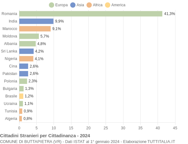 Grafico cittadinanza stranieri - Buttapietra 2024