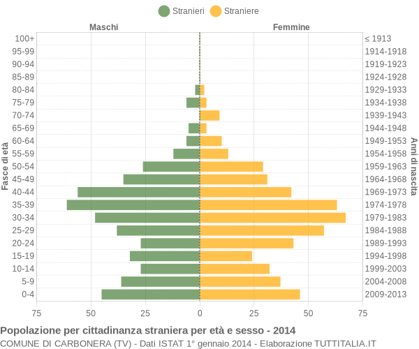 Grafico cittadini stranieri - Carbonera 2014