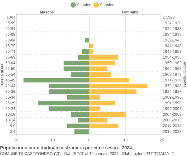 Grafico cittadini stranieri - Castegnero 2024