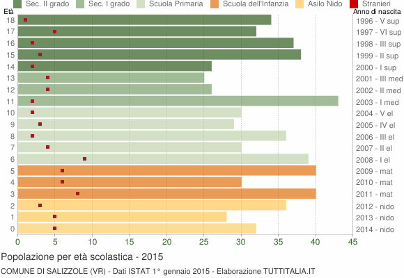 Grafico Popolazione in età scolastica - Salizzole 2015