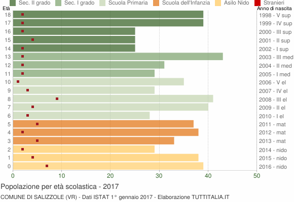 Grafico Popolazione in età scolastica - Salizzole 2017
