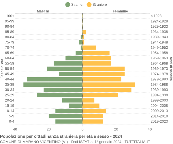 Grafico cittadini stranieri - Marano Vicentino 2024