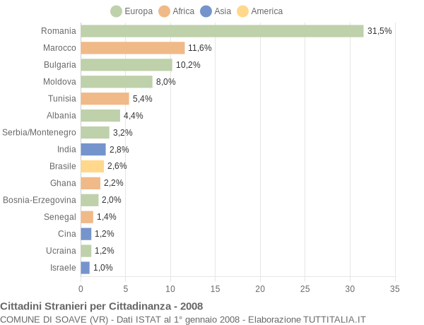 Grafico cittadinanza stranieri - Soave 2008