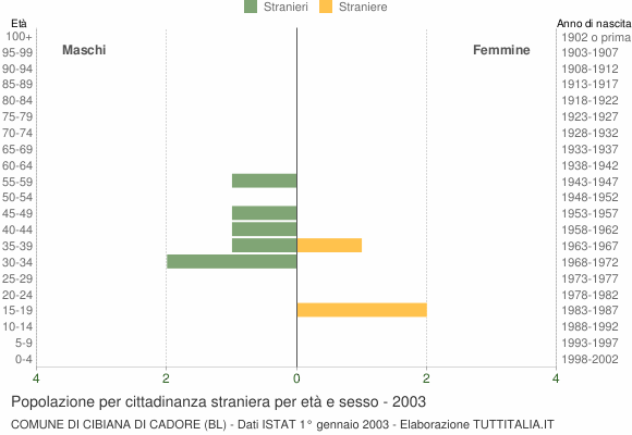 Grafico cittadini stranieri - Cibiana di Cadore 2003