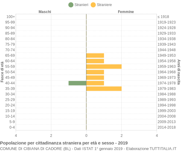 Grafico cittadini stranieri - Cibiana di Cadore 2019