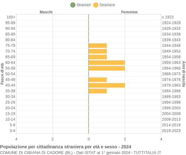 Grafico cittadini stranieri - Cibiana di Cadore 2024