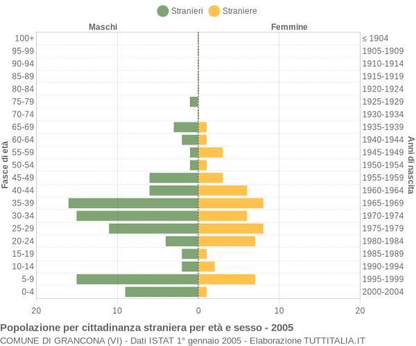 Grafico cittadini stranieri - Grancona 2005