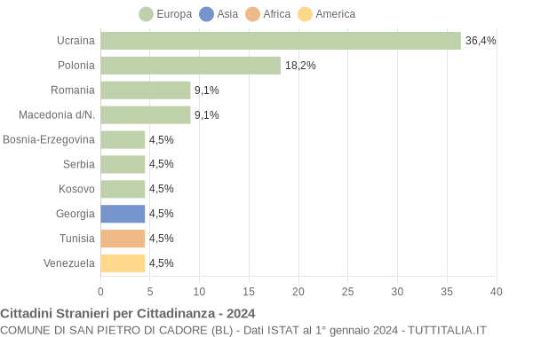 Grafico cittadinanza stranieri - San Pietro di Cadore 2024